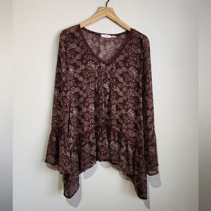 Blu pepper Anthropologie brand, eggplant/hippie blouse sz Large